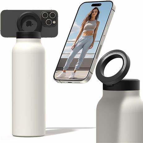Termo Botella Agua Acero Inoxidable + Soporte Imán Celular GripBrew